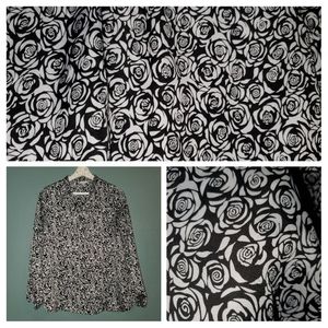 CHARMING CHARLIE black and white neck tie rose blouse